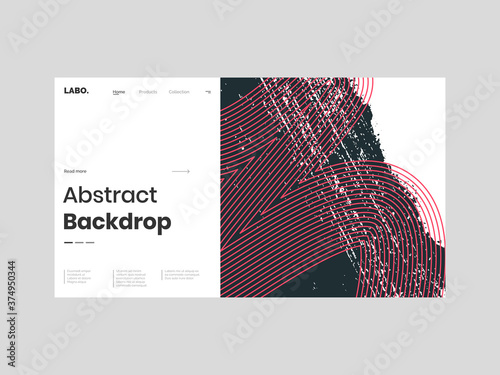 Abstract homepage illustration. Colorful lines and paint strokes. Striped minimal background, backdrop. Hand drawn texture and outline shapes. Eps10 vector.