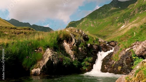 Mountain river in summer time footage 