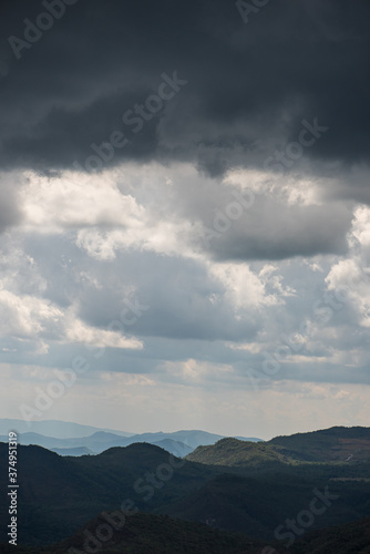 Cloudy sky above the mountains somewhere in Goiania, Brazil.