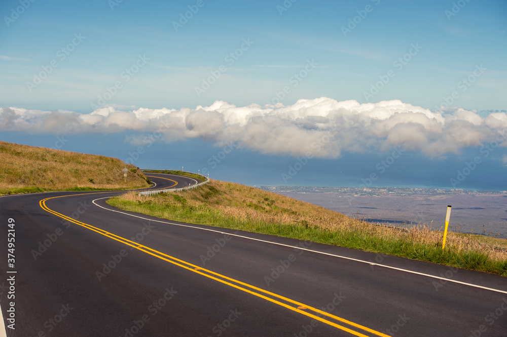 Road that leads to the Haleakala National Park in Maui, Hawaii.