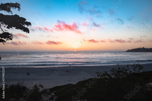 Sunset at Carmel Beach  California  USA.