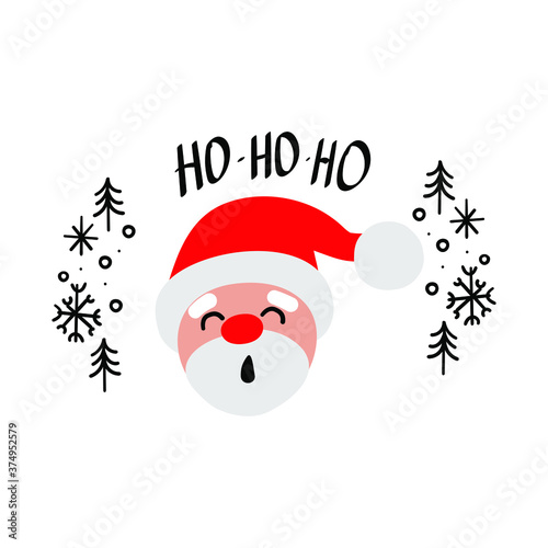 santa with word hohoho on the white background