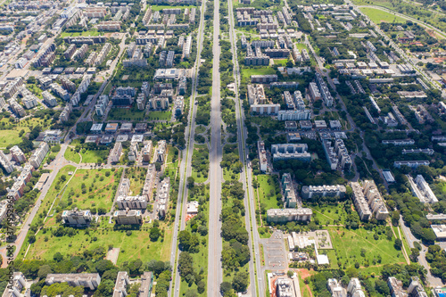 Aerial view of Brasilia's "Eixão", the city's main avenue.