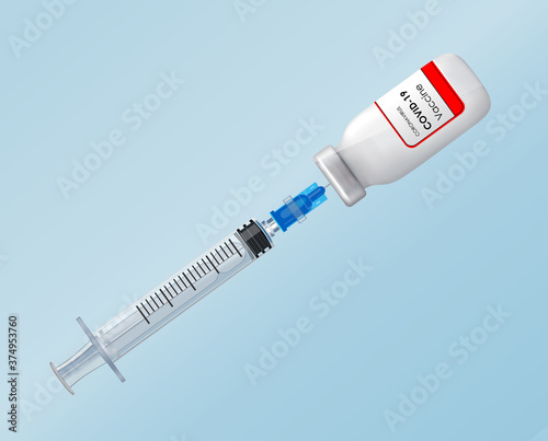 vector Medical ampoule vaccine and syringe. Image vaccine and syringe. Illustration antiviral vaccine