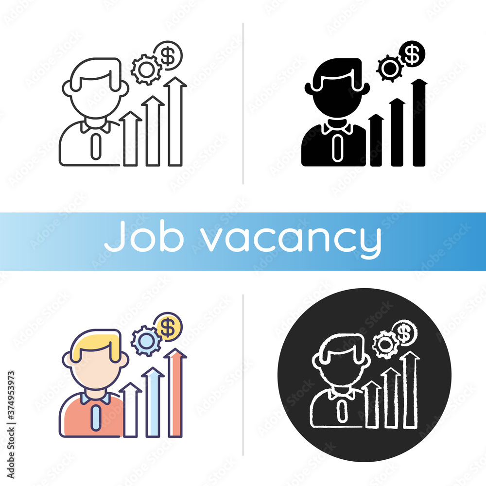 Career development icon. Linear black and RGB color styles. Job promotion, business growth planning. Professional growth, salary raise. Success achievement. Isolated vector illustrations Career development icon. Linear black and RGB color styles. Job promotion, business growth planning. Professional growth, salary raise. Success achievement. Isolated vector illustrations
