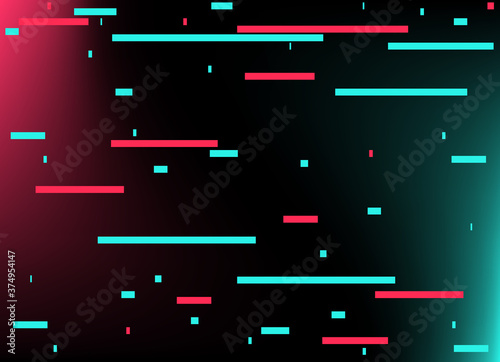 Abstract glitch TikTok background. Vector illustration. Abstract background. Light. Futuristic blue red gradient vector black background contrast color border digital dynamic elegant. TikTok, tik tok