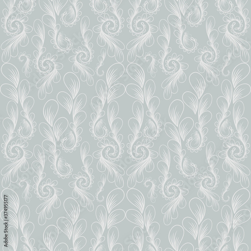 blue pastel seamless pattern with floral elements