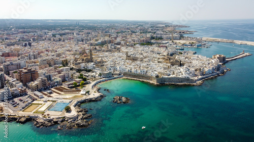 Aerial view of Monopoli in Apulia, south of Italy - Fortified city along the coast of the Adriatic Sea photo