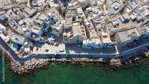 Obraz na plátně Aerial view of Monopoli in Apulia, south of Italy - Lungomare Santa Maria from a