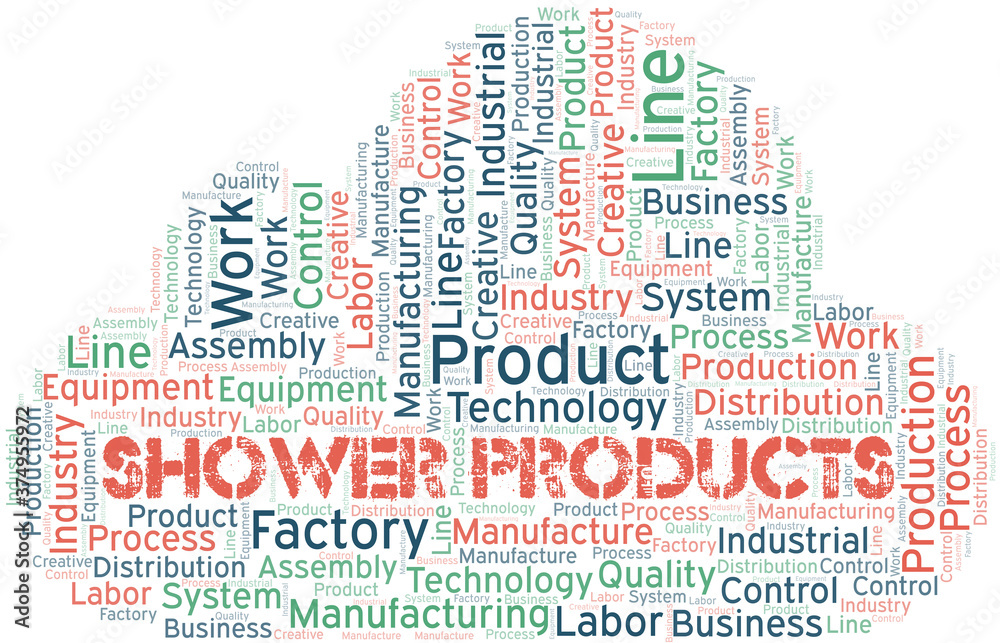 Obraz premium Shower Products word cloud create with text only.