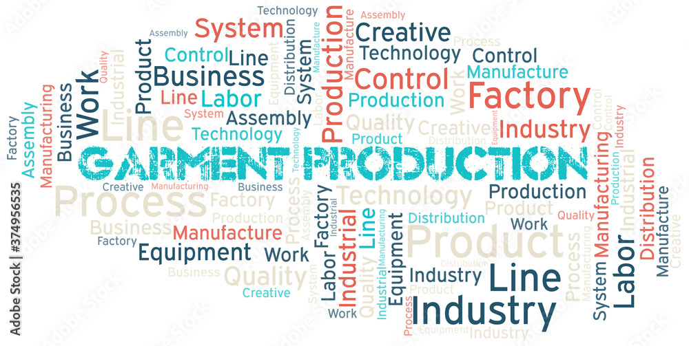 Fototapeta premium Garment Production word cloud create with text only.