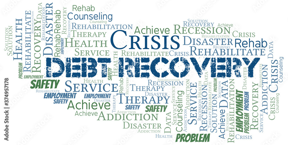 Fototapeta premium Debt Recovery vector word cloud, made with text only.
