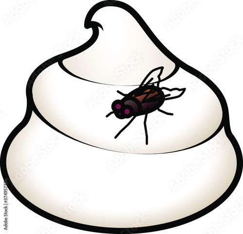 Concept: a fly in the ointment. A fly on a dollop of cream / ointment.