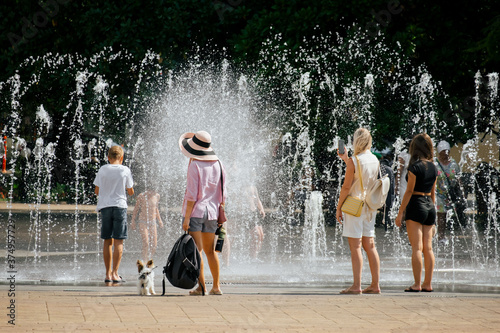 Wallpaper Mural Sochi,Russia, 22 August 2020 - people refresh themselves at the city fountain in the summer heat Torontodigital.ca