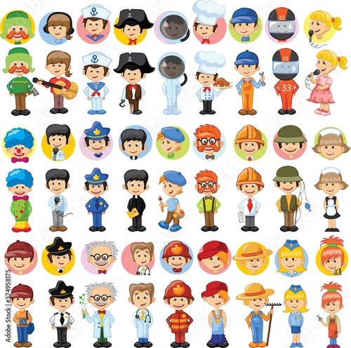 Cartoon vector characters of different professions