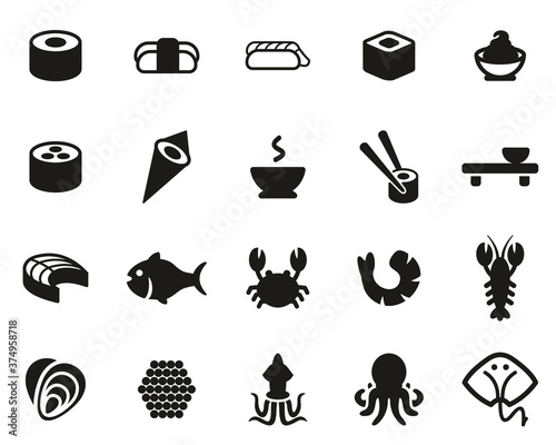 Sushi Icons Black & White Set Big