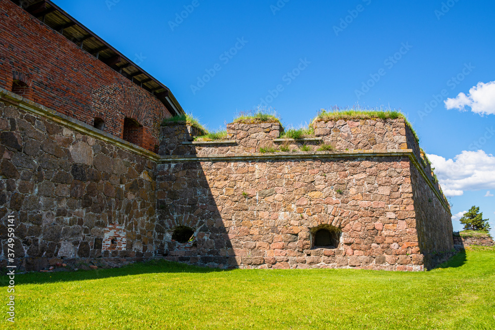 View of the wall of The Svartholm fortress, Loviisa, Finland