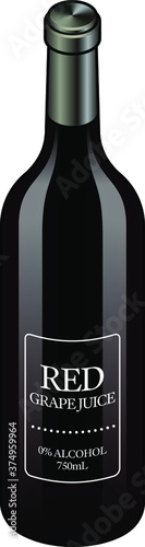 A bottle of red grape juice / non-alcoholic red wine.