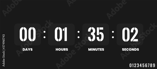 Countdown clock. Counter timer clocks counts day digital down watch numeric minute coming score hour display web page.