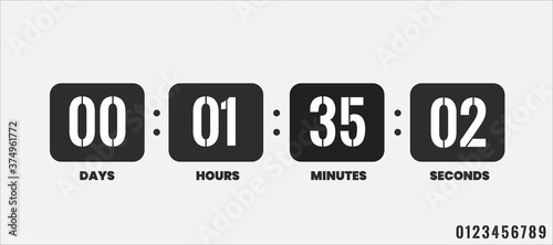 Countdown clock. Counter timer clocks counts day digital down watch numeric minute coming score hour display web page.