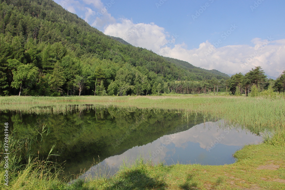 Fototapeta premium Lake Borello in the Susa Valley. 