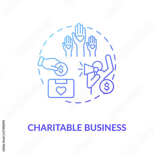Charitable business concept icon. Investment in non profit organizations idea thin line illustration. Social cause support and contribution. Vector isolated outline RGB color drawing