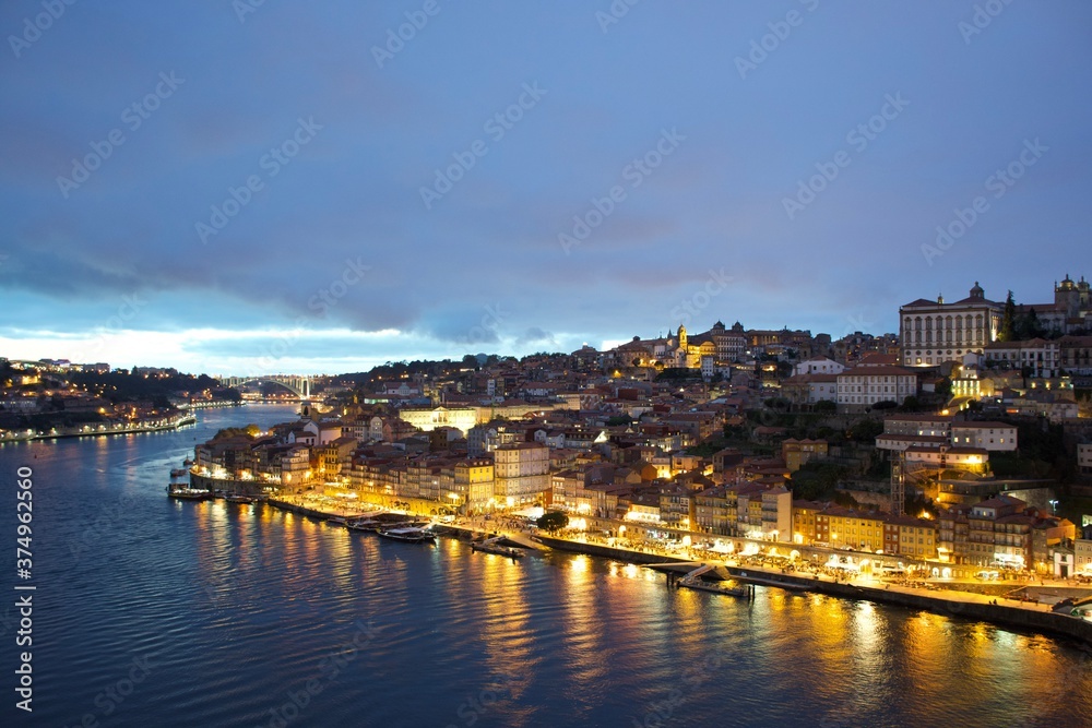 night view of the city of Porto