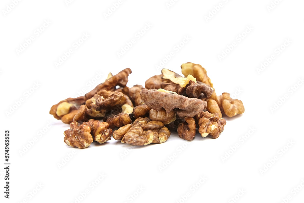 Walnut kernels isolated on white background Walnut kernels isolated on white background