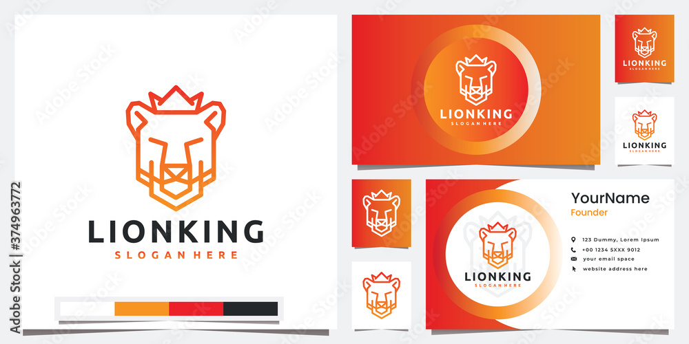 Fototapeta premium set logo technology with head lion king line art style logo design inspiration
