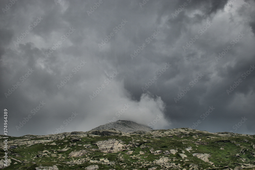 Schlechtes Wetter am San Bernardino Pass in der Schweiz 30.7.2020