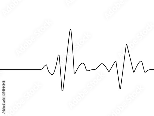 Heart rate graph. Heart beat. Ekg icon wave. Black and white color. Stock vector illustration.
