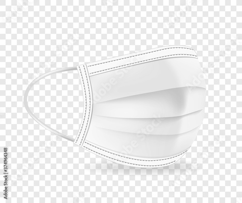 White protective face mask vector illustration isolated on transparent background