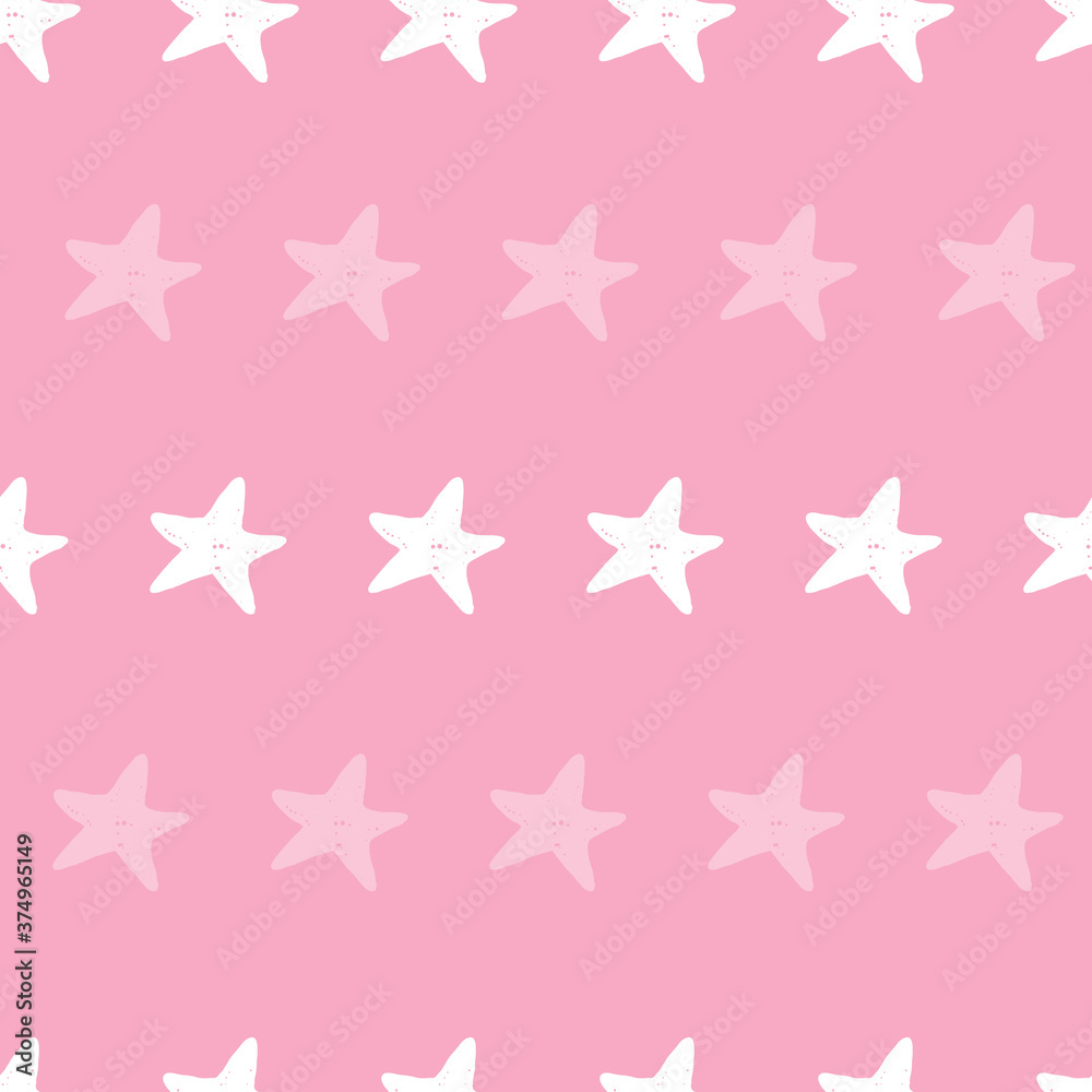 Seamless repeat pink beach vector starfish beach pattern. Seamless repeat pink beach vector starfish beach pattern.