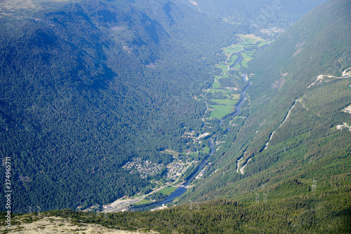 Breathtaking view to the Rjukan valley from the Gaustatoppen mountain top, Telemark, Norway