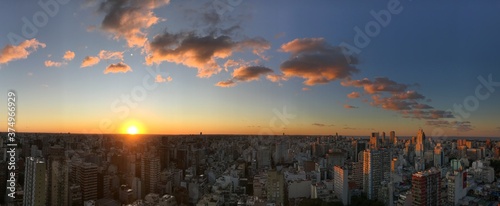 panoramic view of sunset at Buenos Aires city, Argentina photo