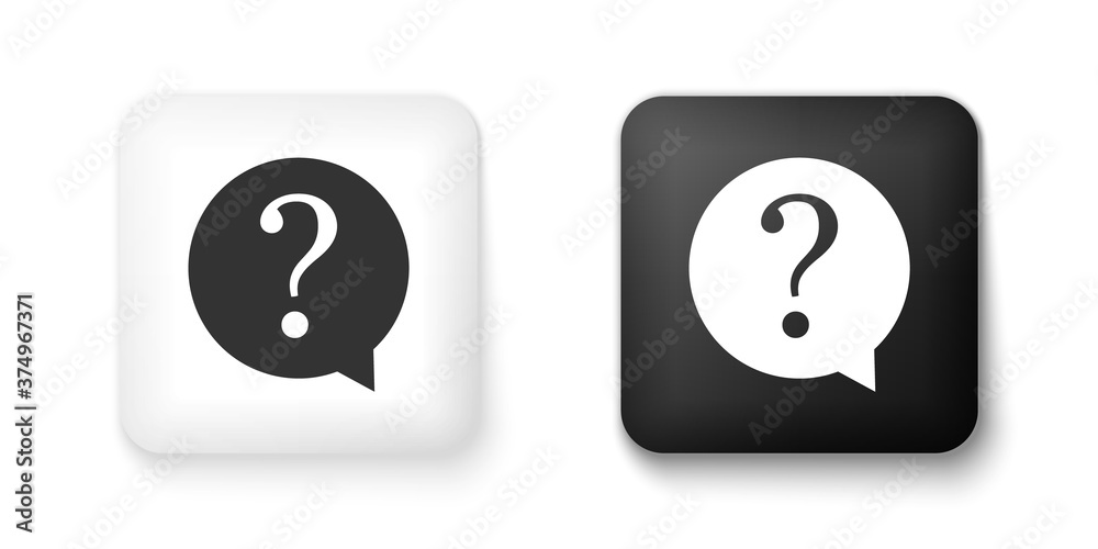 Black and white Question mark in circle icon isolated on white background. Hazard warning symbol. FAQ sign. Copy files, chat speech bubble and chart web icons. Square button. Vector. Black and white Question mark in circle icon isolated on white background. Hazard warning symbol. FAQ sign. Copy files, chat speech bubble and chart web icons. Square button. Vector.