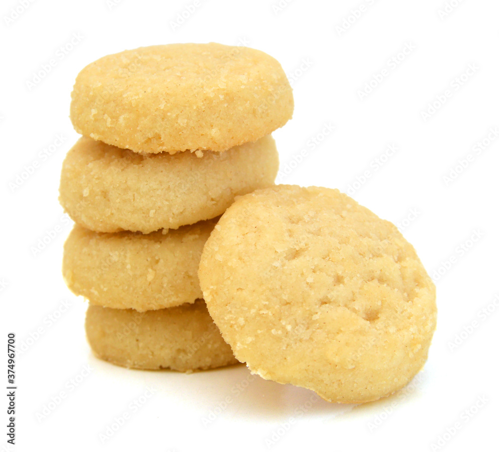 Freshly baked sugar cookies on white background Freshly baked sugar cookies on white background