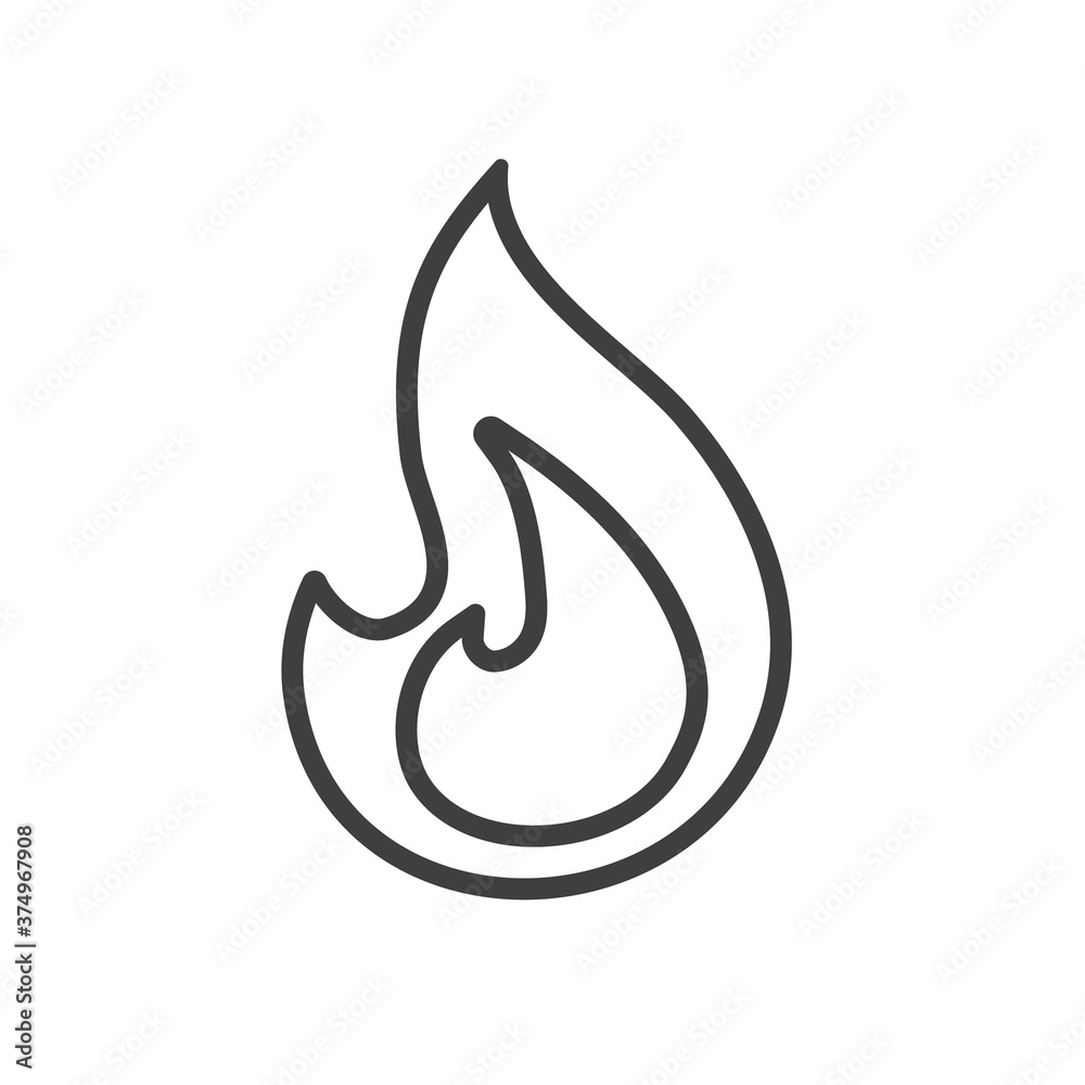 Fire line style icon. Vector illustration on withe background.