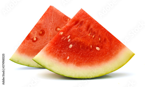 Sliced seedless watermelon isolated on white