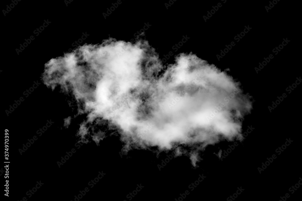 white fluffy cloud isolated on black background - obrazy, fototapety, plakaty 