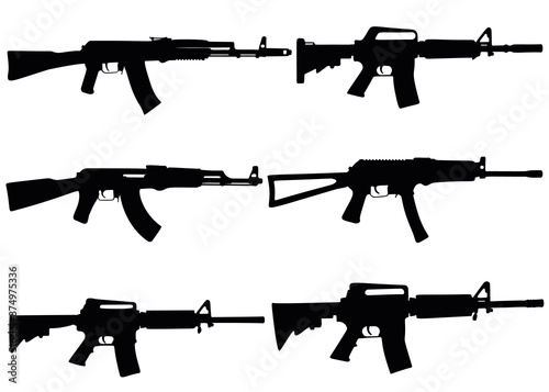 Automatic weapons in the set.