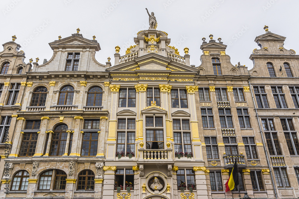 Magnificent ancient houses of the famous Grand Place (Grote Markt) - the central square of Brussels. Grand Place was named by UNESCO as a World Heritage Site in 1998.