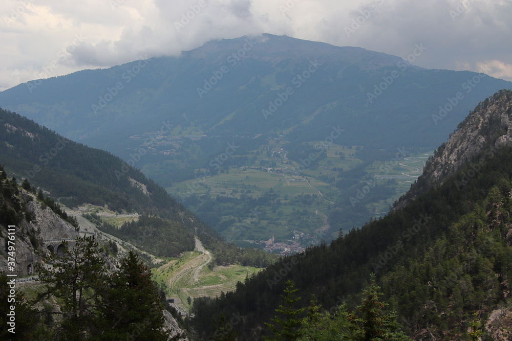 Fototapeta premium Views of the Alps in the ski resort of Claviere.