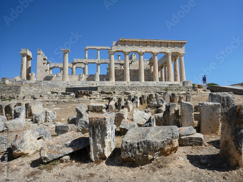 Ruins of Aphaia temple on Aegina island, Greece