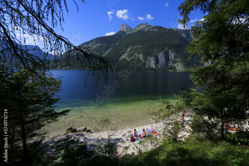 Obraz na płótnie Lake Altausseer see and mount Loser, Ausseerland, Totes Gebirge, Styria, Alps, Austria w salonie