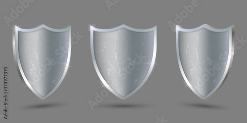 Metal shield on transparent background, protect icon.