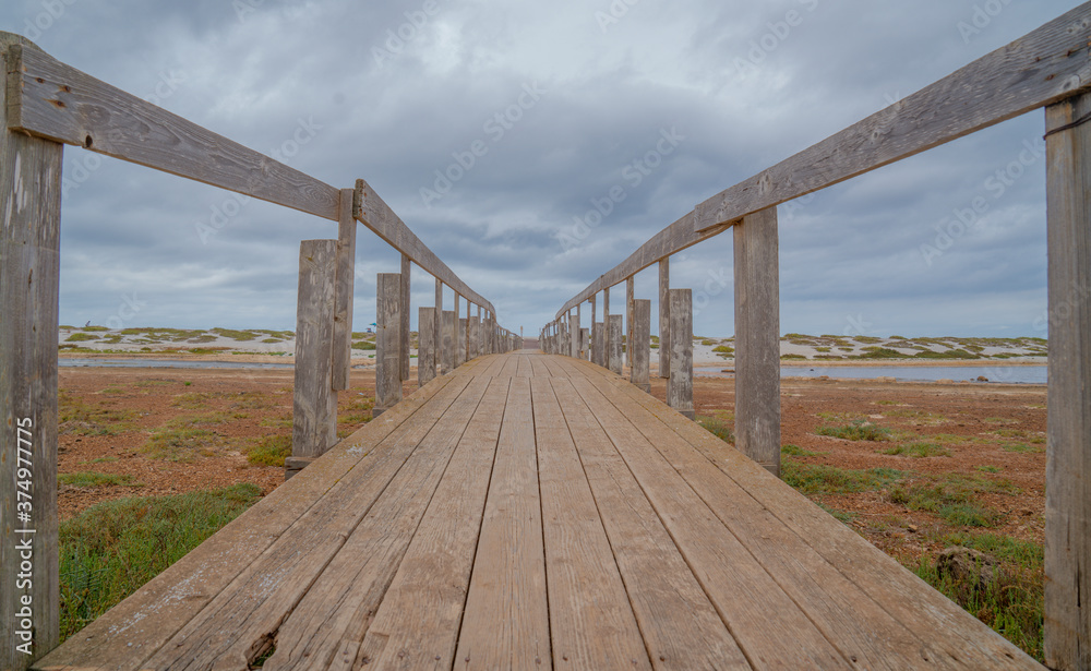 Wooden pier in a cold atmosphere. 