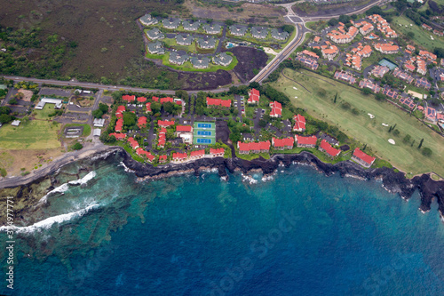 Aerial shot of the Royal Aloha Vacation Club in Kailua-Kona, Big Island, Hawaii, USA.