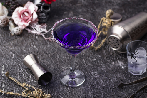 Halloween purple lavender Margarita cocktail