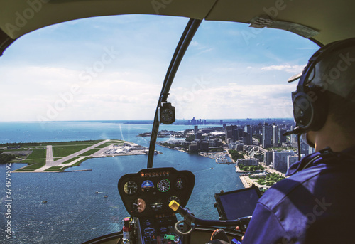 Photography Toronto, Ontario/Canada - 08/08/2020:  Inside of the helicopter